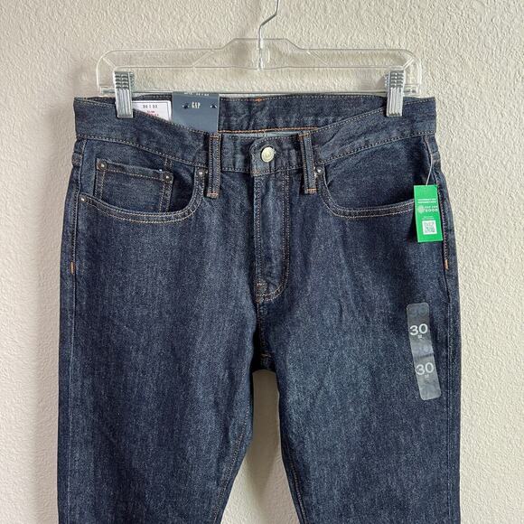 New Gap Slim Gapflex Jeans Men's 30x32 Mid Rise Dark Wash Stretch Straight Leg - Picture 2 of 5